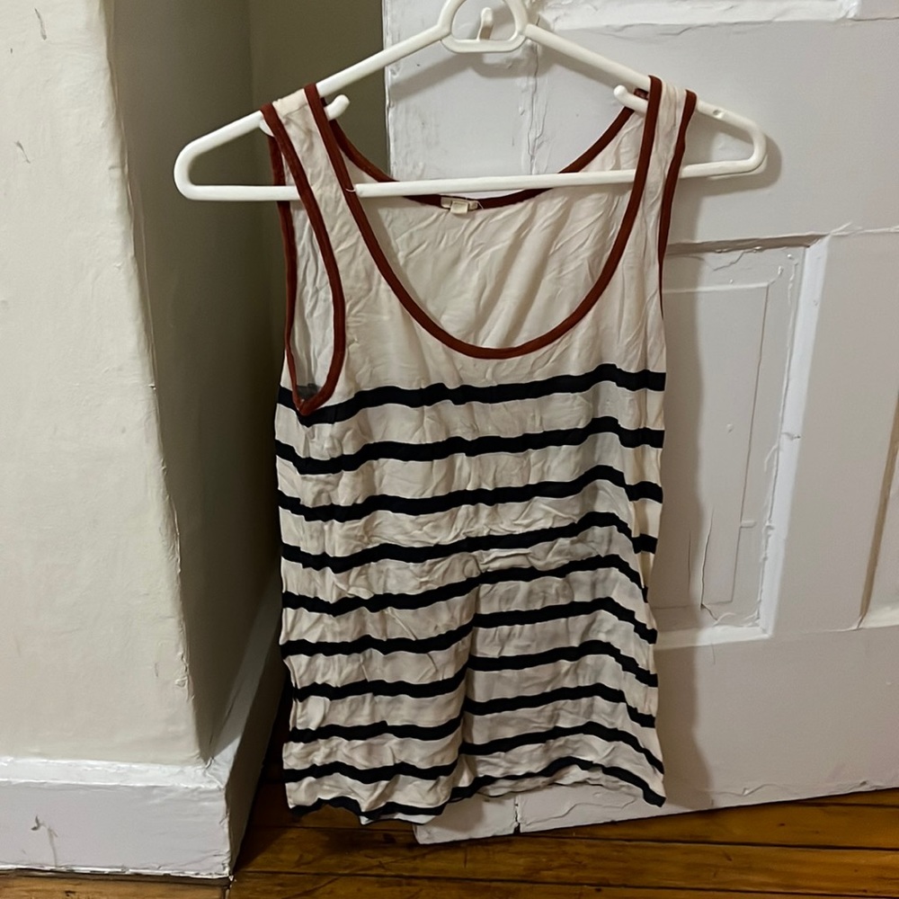 Lightweight tank top with navy stripes